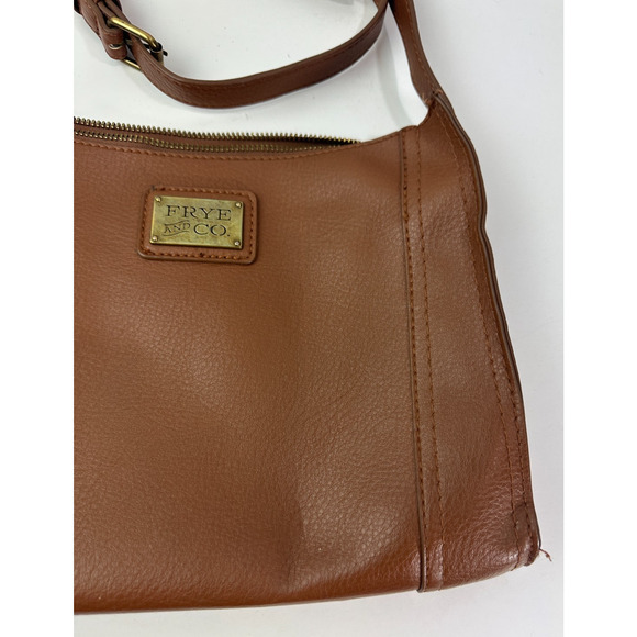 FRYE and Co. Soft Pebbled Vegan Faux Leather Crossbody Bag Brown Shoulder Purse - Picture 3 of 9